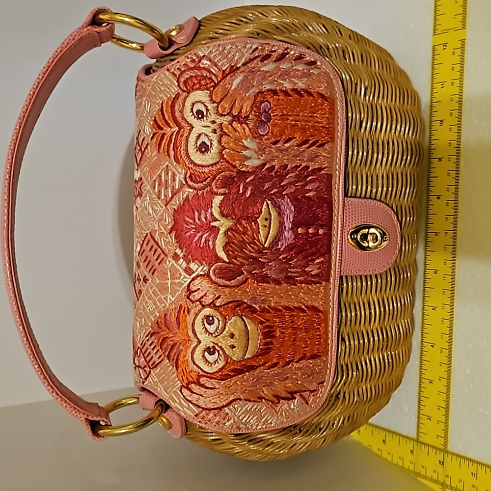 Eric Javits Embroidered Wicker Purse